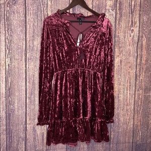 NWT AQUA velvet boho long sleeve mini dress